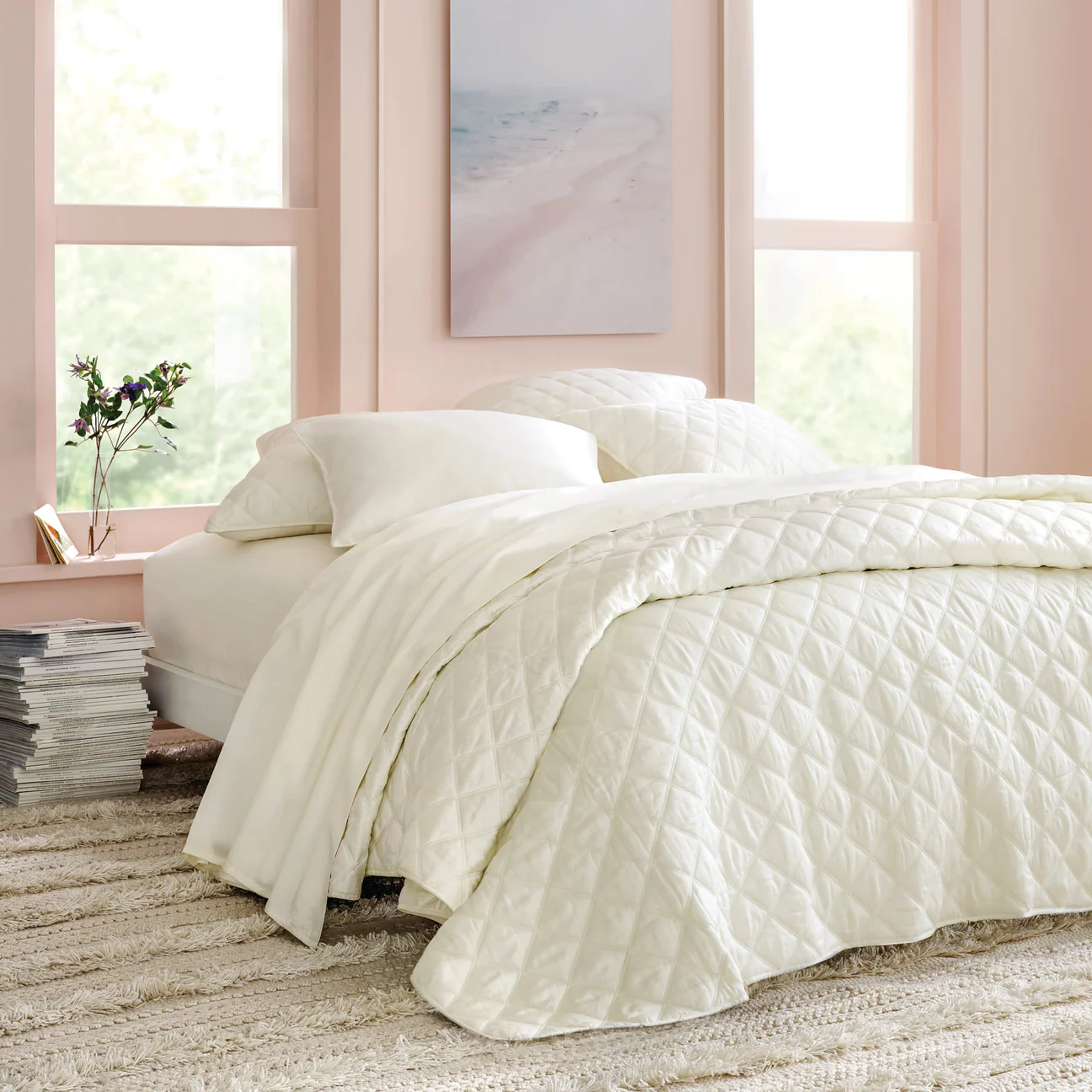 Quilted Silken Solid Coverlet