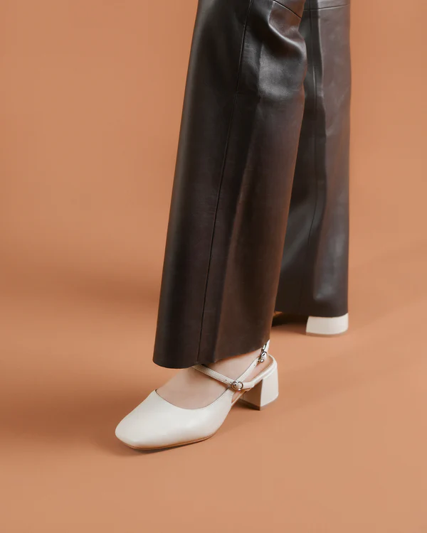 Jenna Low Heels Off White Leather